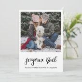 Joyeux Noel Minimalist handgeschreven kerstfoto Feestdagenkaart (Staand voorkant)
