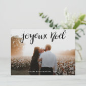 Joyeux Noel Minimalist Typografie Kerstfotografie Feestdagenkaart (Staand voorkant)