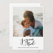 Joyeux Noel minimalistisch script familie foto Feestdagenkaart (Voorkant / Achterkant)