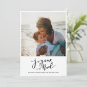 Joyeux Noel minimalistisch script familie foto Feestdagenkaart (Staand voorkant)