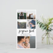 Joyeux Noel Minimalistische Typografie Kerst Foto Feestdagenkaart (Staand voorkant)