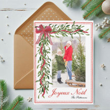 Joyeux Noël Mistletoe Red Bow Familiefoto