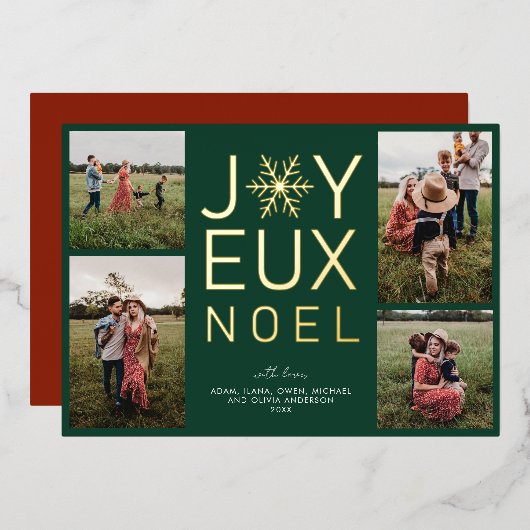 Joyeux Noel Modern en Classy Folie Holiday Card Folie Uitnodiging (Voorkant / Achterkant)