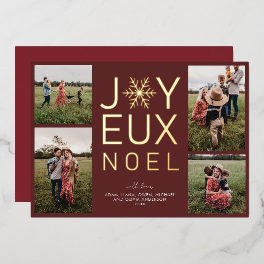 Joyeux Noel Modern en Classy Folie Holiday Card Folie Uitnodiging (Voorkant / Achterkant)
