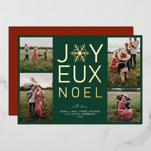 Joyeux Noel Modern en Classy Folie Holiday Card Uitnodiging (Voorkant / Achterkant)