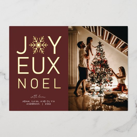 Joyeux Noel Modern en Classy Folie Kaart (Voorkant)
