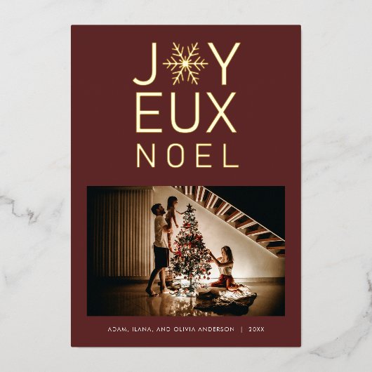 Joyeux Noel Modern en Classy Folie Kaart (Voorkant)