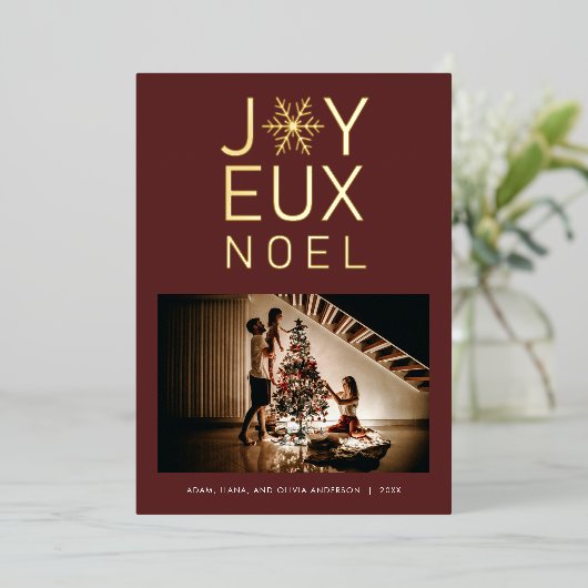 Joyeux Noel Modern en Classy Folie Kaart (Staand Voorkant)