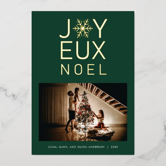 Joyeux Noel Modern en Classy Folie Kaart (Voorkant)