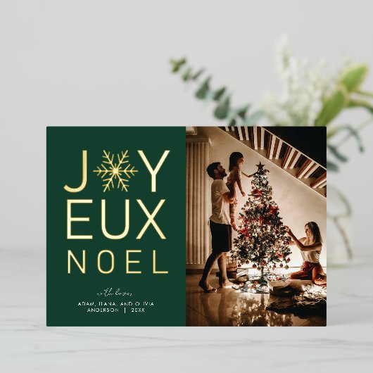 Joyeux Noel Modern en Classy Folie Kaart (Staand Voorkant)