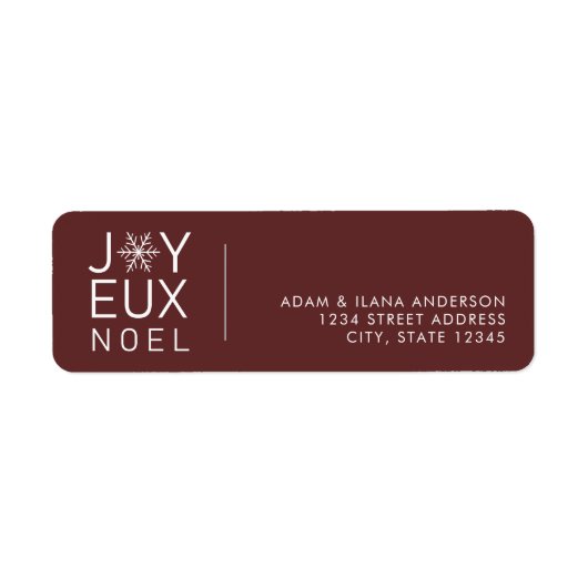 Joyeux Noel Modern en Classy Return Address Label (Voorkant)