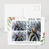 Joyeux Noel Modern Red Gold Berry | Multi Photo Feestdagenkaart (Voorkant / Achterkant)