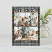 Joyeux Noel Multi Foto Plaid Kerstkaart (Staand voorkant)
