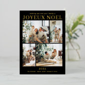 Joyeux Noel Multi Photo Gold Folie Feestdagenkaart (Staand Voorkant)