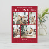 Joyeux Noel Multi Photo Holiday Kaart (Staand voorkant)