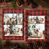 Joyeux Noel Multi Photo Red Buffalo Plaid Feestdagenkaart