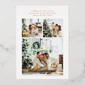 Joyeux Noel Multi Photo Roos Gold Folie Feestdagenkaart (Achterkant)
