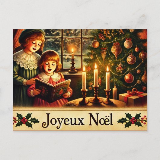 Joyeux Noël - nostalgisch Feestdagenkaart (Voorkant)