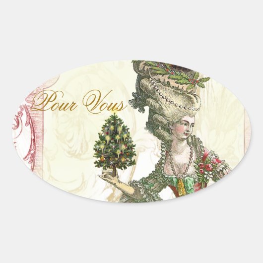 Joyeux Noel Ovale Sticker (Voorkant)