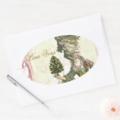 Joyeux Noel Ovale Sticker (Envelop)