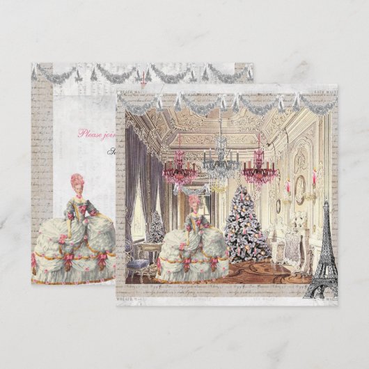 Joyeux Noel Palace de Versailles ~Marie Antoinette Feestdagenkaart (Voorkant / Achterkant)