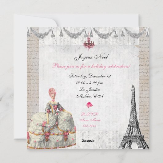 Joyeux Noel Palace de Versailles ~Marie Antoinette Feestdagenkaart (Achterkant)