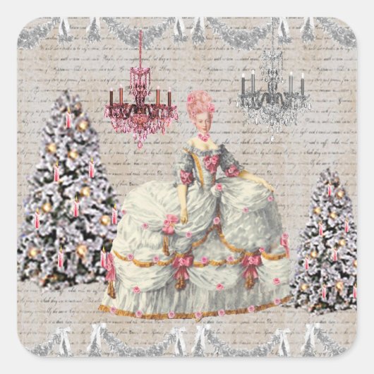 Joyeux Noel Palace de Versailles ~Marie Antoinette Vierkante Sticker (Voorkant)