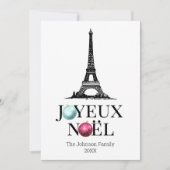 Joyeux Noel Paris Eiffel Tower kerst Feestdagenkaart (Voorkant)