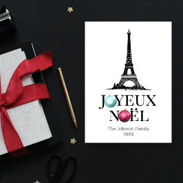Joyeux Noel Paris Eiffel Tower kerst Feestdagenkaart