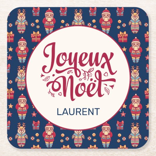 Joyeux Noel Persoonlijk Kartonnen Onderzetters (Voorkant)