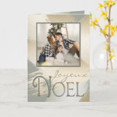 Joyeux Noel Photo Card Modern Gold Paint Strokes Kaart (Gele Bloem)