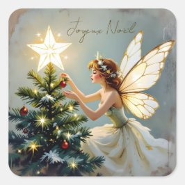 Joyeux Noël | Pretty Fairy Christmas Vierkante Sticker