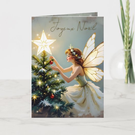 Joyeux Noël | Pretty Fairy Personalized Christmas Kaart (Voorkant)