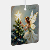 Joyeux Noël | Pretty Fairy Personalized Christmas Metalen Ornament (Voorkant Rechts)