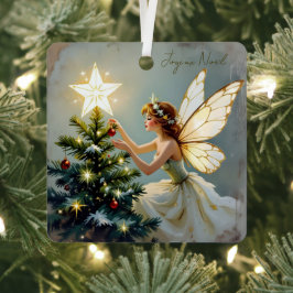 Joyeux Noël | Pretty Fairy Personalized Christmas Metalen Ornament
