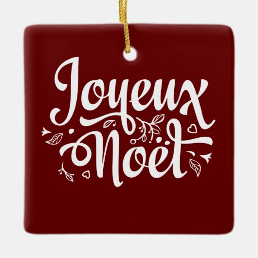 Joyeux Noel Red Keramisch Ornament (Voorkant)