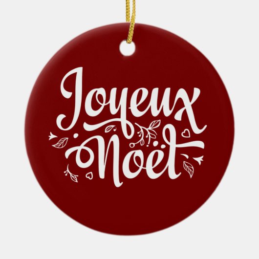 Joyeux Noel Red Keramisch Ornament (Voorkant)