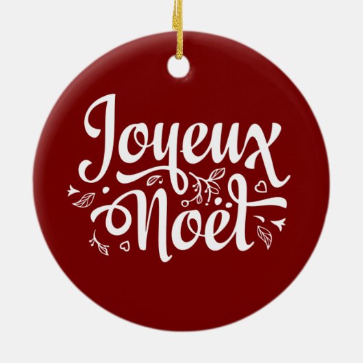 Joyeux Noel Red Keramisch Ornament (Achterkant)