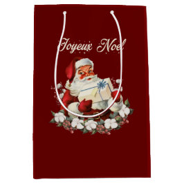Joyeux Noel Red Kerstmis Vintage Santa Medium Cadeauzakje