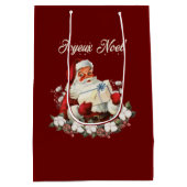 Joyeux Noel Red Kerstmis Vintage Santa Medium Cadeauzakje (Achterkant)
