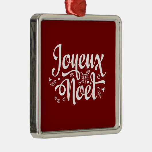 Joyeux Noel Red Metalen Ornament (Rechts)