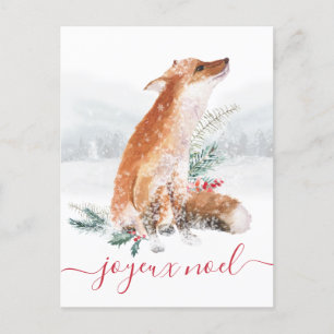 Joyeux Noel Renard Rouge Forêt d'Hiver French Briefkaart
