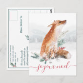 Joyeux Noel Renard Rouge Forêt d'Hiver French Briefkaart (Voorkant / Achterkant)