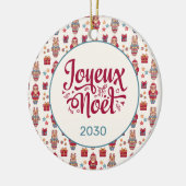 Joyeux Noel Retro Santa Cream Keramisch Ornament (Links)