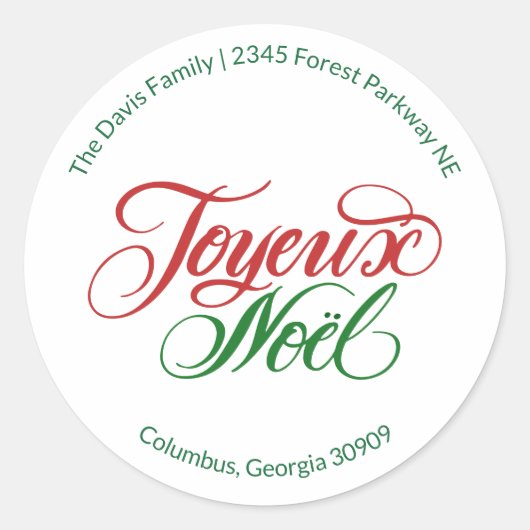 Joyeux Noël Return Address Sticker (Voorkant)