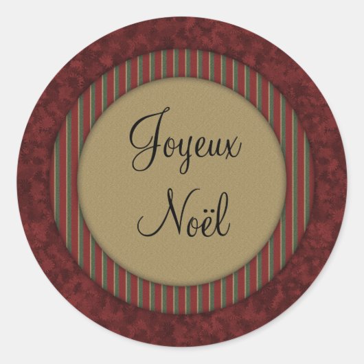 Joyeux Noël Ronde Sticker (Voorkant)