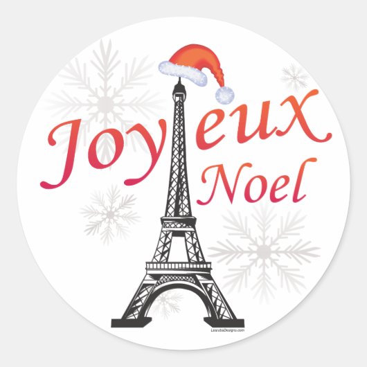 Joyeux Noel Ronde Sticker (Voorkant)