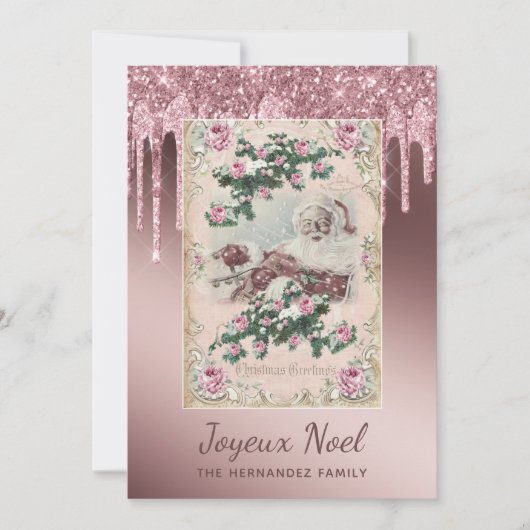 Joyeux Noel Roos Gold Glitter bestuurt Kerstmis (Voorkant)