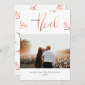 Joyeux Noel Roos Gold Typography Kerstfoto Feestdagenkaart (Voorkant / Achterkant)
