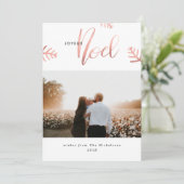 Joyeux Noel Roos Gold Typography Kerstfoto Feestdagenkaart (Staand voorkant)